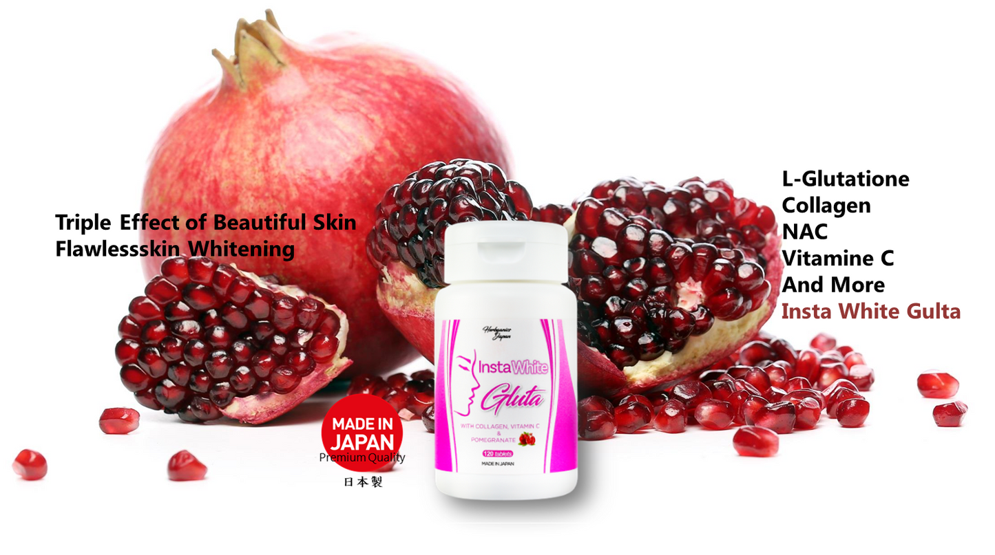 [Herbganicsjapan] 日本製 Made in Japan　/　InstaWhiteGulta 120 tabletsインスタホワイトグルタ 120粒   | glutathione Inner care Collagen Hyaluronic acid Pomegranate extract Polyphenol　