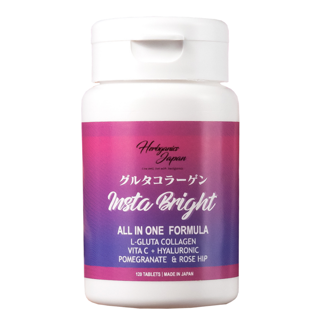 [Herbganicsjapan] 日本製 Made in Japan Glutathione＆Collagen インスタブライト - Insta Bright -  120粒 ｜サプリメント 酵母由来グルタチオン コラーゲン ヒアルロン酸 ザクロエキス ポリフェノール