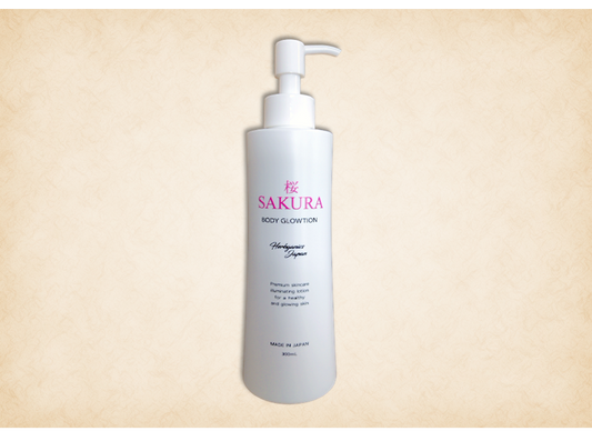 【Herbganicsjapan】日本製  SAKURA 桜 - Body Glowtion -  300ml /スクワラン ヒアルロン酸 プラセンタ コラーゲン アロマミルク