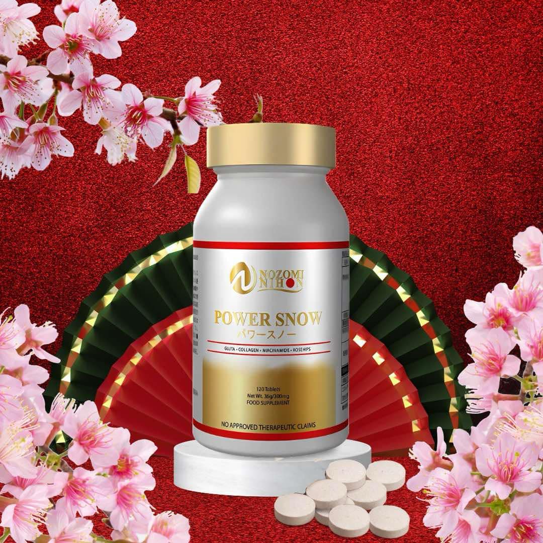【NOZOMI NIHON】日本製 Made in Japan  -POWER SNOW GLUTA- 120 tablets | Supplements GLUTA・COLLAGEN・NIACINAMIDE・ROSEHIPS　